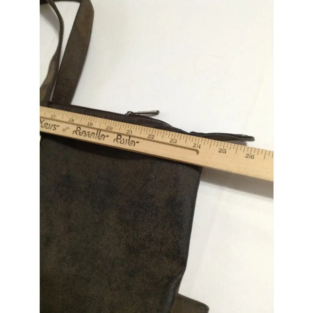 Wells Fargo R-Bag Tote Briefcase Distress Brown Faux Leather Shoulder Bag Large